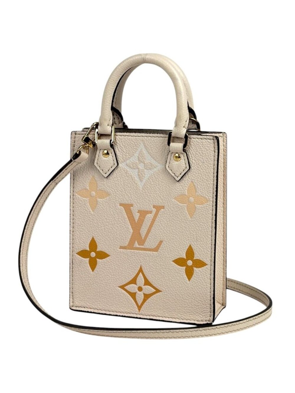 Louis Vuitton Petite Sac Plat Handbag 2-Way Pochette Monogram Empreinte Cream